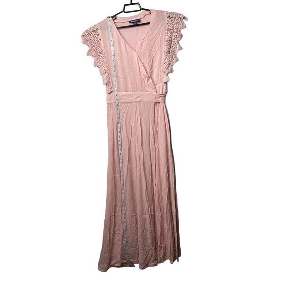 Roaman’s Women's Crinkle Wrap Maxi Dress Size 12W‎ Blush Pink - Picture 6 of 13